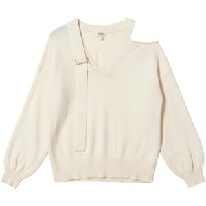 Lucyswhims x The Drop‎ Cream Asymmetrical Cold Shoulder Buckle Sweater Large